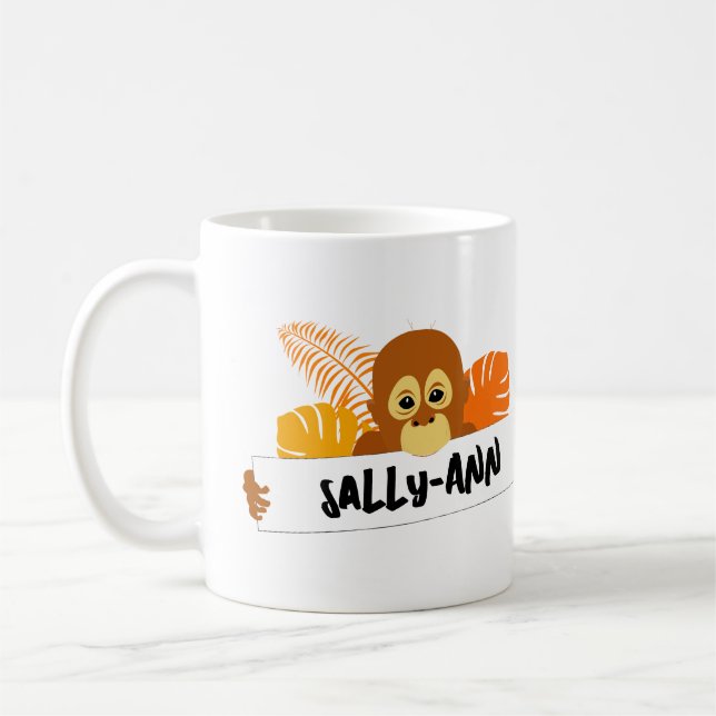 Orangutan Personalisierter Dschungel Kaffeetasse (Links)