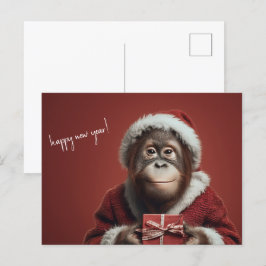 Orangutan Santa Happy Neues Jahr Postkarte