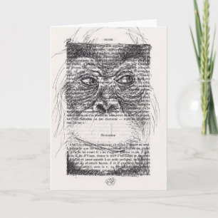 Orangutan Sketch auf Vintager Buchseite-Karte Feiertagskarte