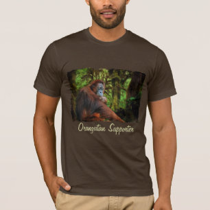 Orangutan Supporter Red Ape Wildlife Art T - Shirt