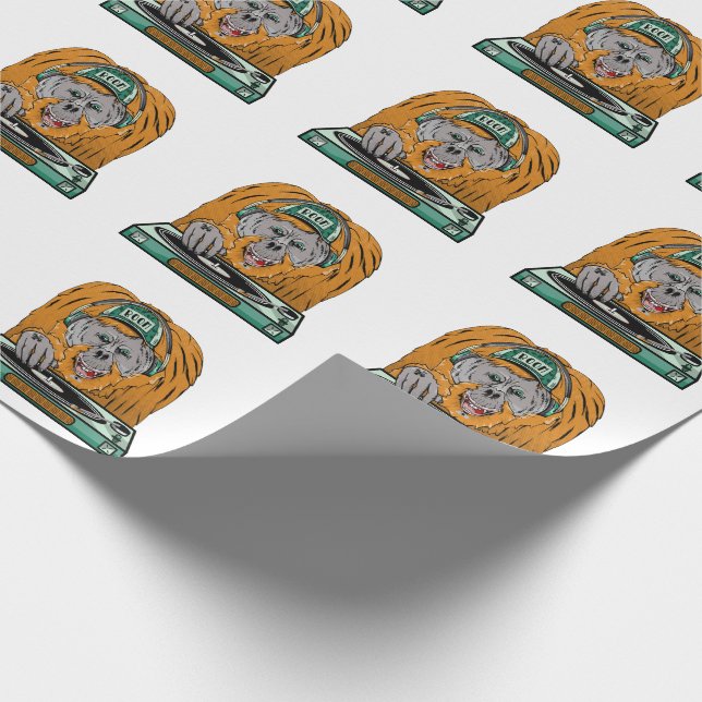 Orangutan-Turntable Geschenkpapier (Ecke)