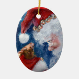 Orangutan Weihnachten mit dem Weihnachtsmann Keramik Ornament