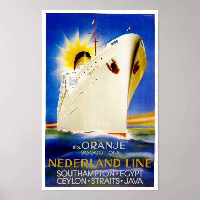 Oranje ~ Nederland Line Poster (Vorne)
