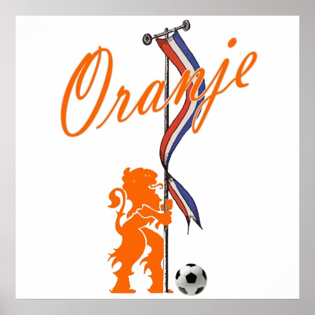 Oranje Niederländische Flagge Gesamtfußballbanner Poster (Vorne)