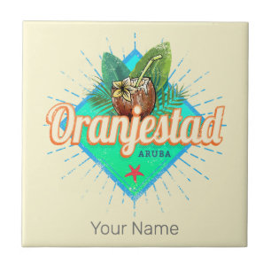 Oranjestad Aruba Retro Vintage Karibik-Souvenir Fliese