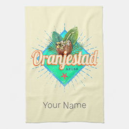 Oranjestad Aruba Retro Vintages Karibisches Souven Geschirrtuch