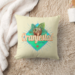 Oranjestad Aruba Retro Vintages Karibisches Souven Kissen