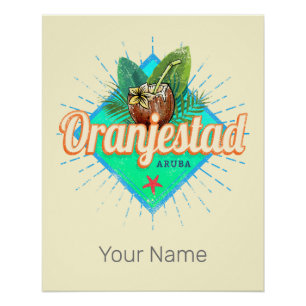 Oranjestad Aruba Retro Vintages Karibisches Souven Poster