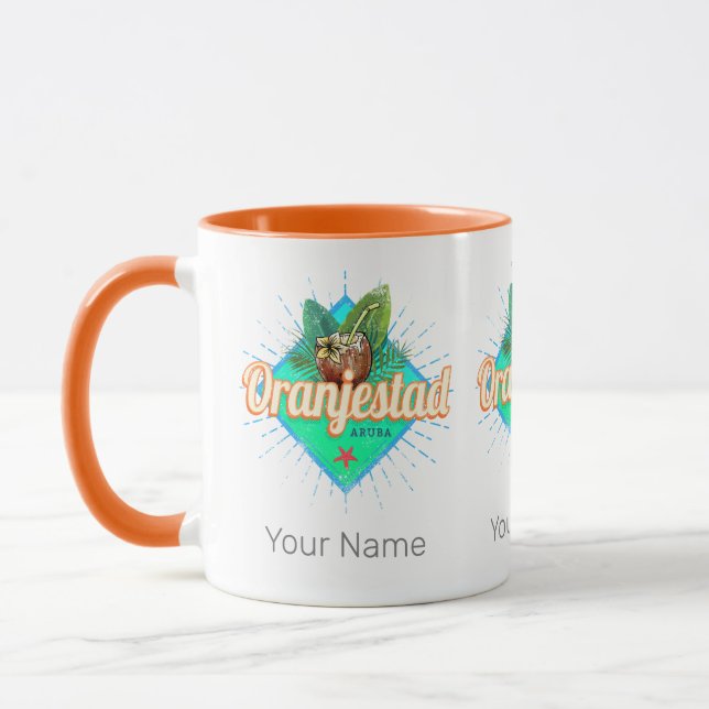 Oranjestad Aruba Retro Vintages Karibisches Souven Tasse (Links)