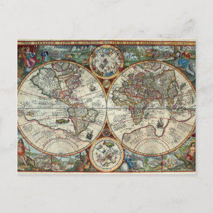 Orbis Terrarum 1594 - Berühmte Weltkarte Postkarte