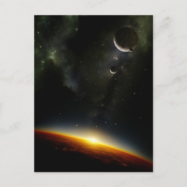 Orbit eines Alien-Planeten Postkarte (Vorderseite)