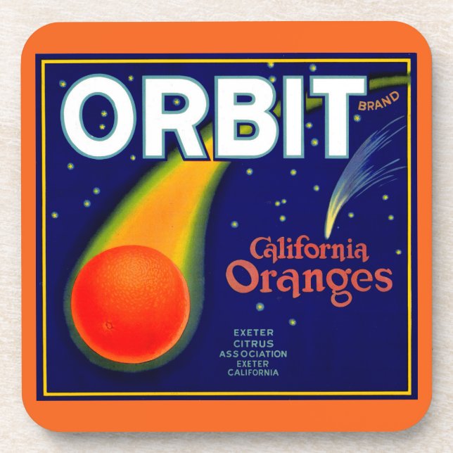 Orbit Orange Fruchtkartentafel der 20er Jahre gedr Getränkeuntersetzer (Vorderseite)