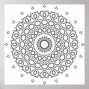 Orbitale Kreis-Mandala mit Stern-Akzent-Ring-Kunst Poster