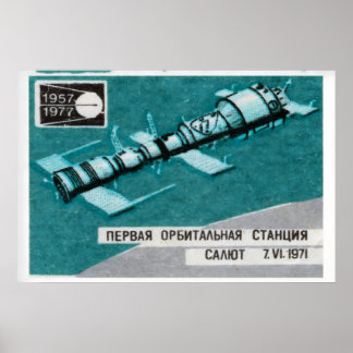 Orbitale Raumstation Matchbox-Kunstprint, Russisch Poster