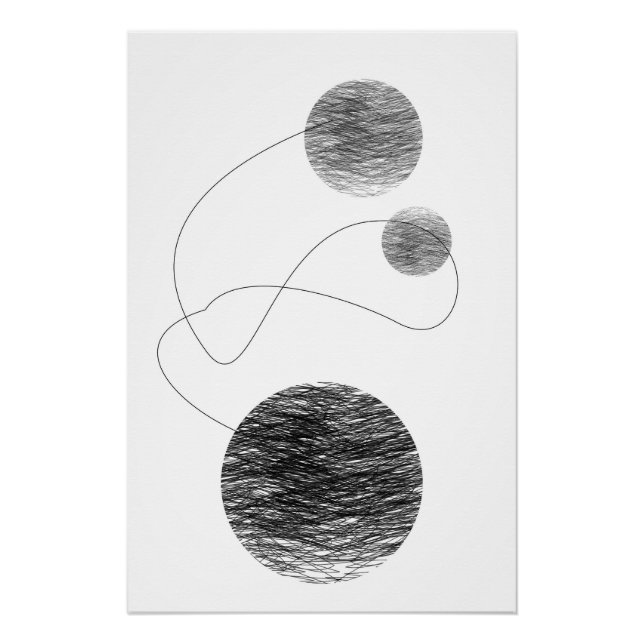 Orbs Abstrakt Art Affinity Black and White Sketch Poster (Vorderseite)