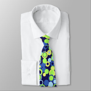 Orbs Polka Dot Abstract Navy Zweiseitig Krawatte