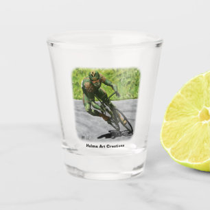 Orc Cyclist Bike Racing Fantasy Kunst, Dichtung un Schnapsglas