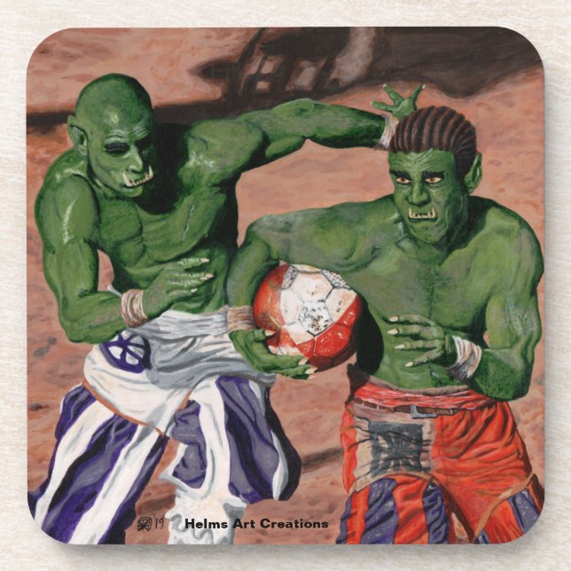 Orc Gladiator Football Fantasy Plastic Untersetzer (Vorderseite)