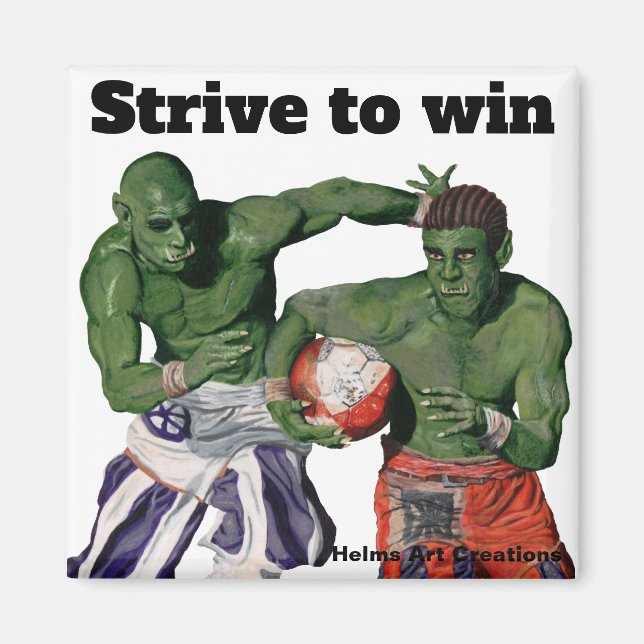 Orc Gladiator Football Sport Fantasy Button Magnet (Vorne)