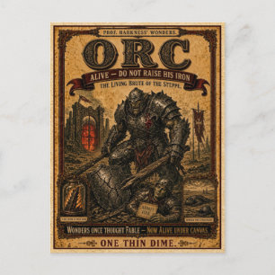 Orc, Vintage Zirkusmonster Postkarte