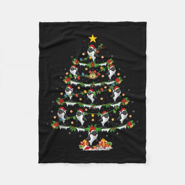 Orc Weihnachtsbaumlichter Lustiges Meer Tier Orca  Fleecedecke (Vorderseite)