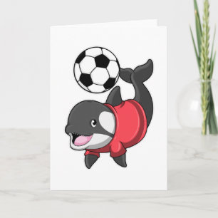 Orca als Fußballspieler mit Fußball Karte