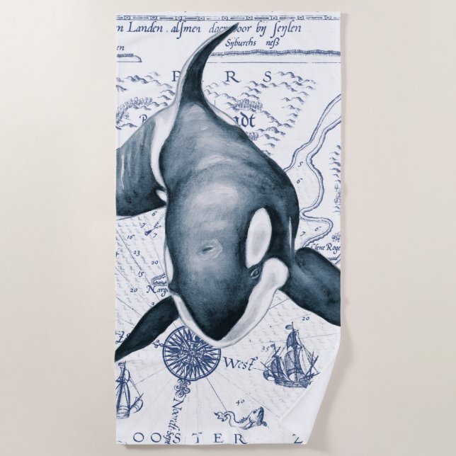 Orca Ancient Blue Strandtuch (Vorderseite)