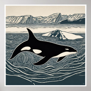 Orca - Archivwoodblock Print Poster