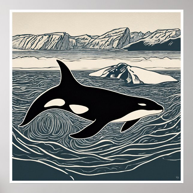 Orca - Archivwoodblock Print Poster (Vorne)