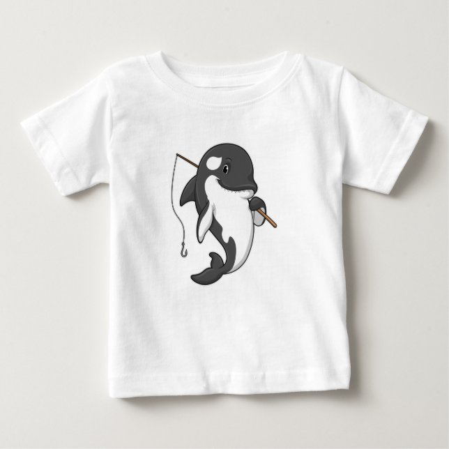 Orca as Fisher mit Angelrute Baby T-shirt (Vorderseite)