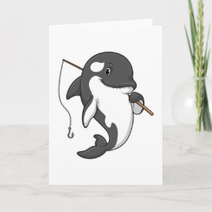 Orca as Fisher mit Angelrute Karte