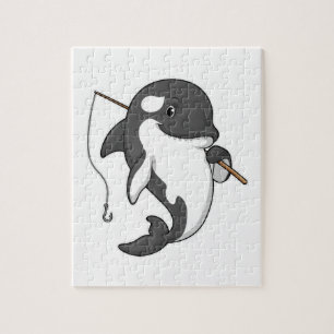 Orca as Fisher mit Angelrute Puzzle
