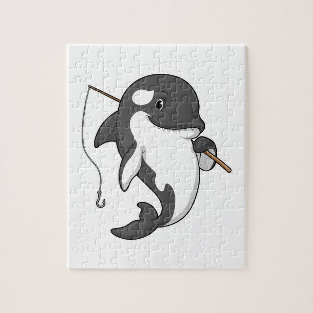 Orca as Fisher mit Angelrute Puzzle (Vertikal)