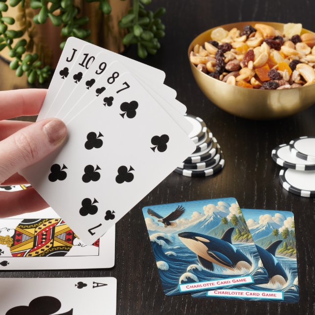 Orca-Aufstieg über Monogramm Go-Fisch-Spiel Spielkarten (In Situ)