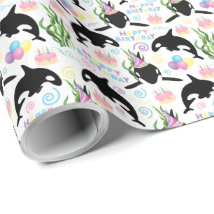Orca Birthday Wrapping Paper Geschenkpapier