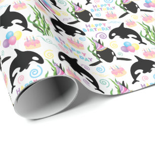 Orca Birthday Wrapping Paper Geschenkpapier