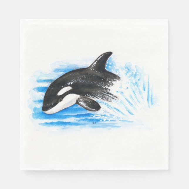 Orca Breaching Serviette (Vorderseite)