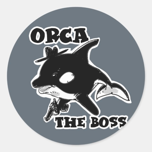 Orca Cartoon Stil lustige Abbildung Runder Aufkleber (Vorderseite)