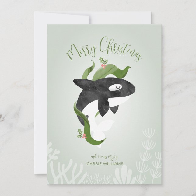 Orca Christmas Flat Weihnachtskarte Feiertagskarte (Vorderseite)