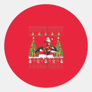 Orca Christmas Pajama Runder Aufkleber