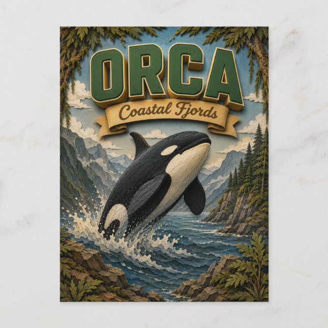 Orca Coastal Fjords POPCUT Postkarte (Vorderseite)