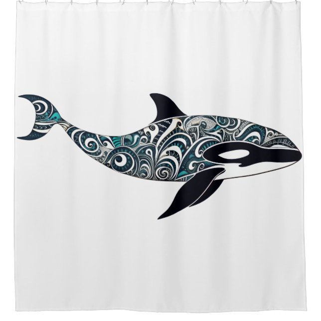 Orca doodle Small Duschvorhang (Vorderseite)