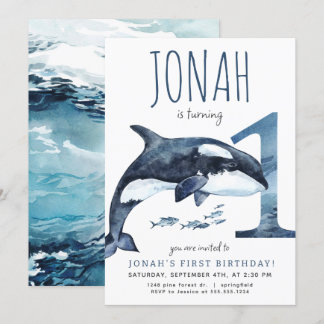 Orca Einladung zum ersten Geburtstag