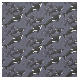 Orca Fabric Killer Whale Art Natural Leinen Fabrik Stoff