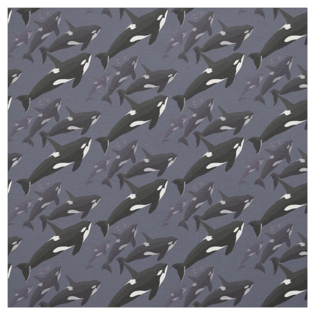 Orca Fabric Killer Whale Art Natural Leinen Fabrik Stoff (Muster)