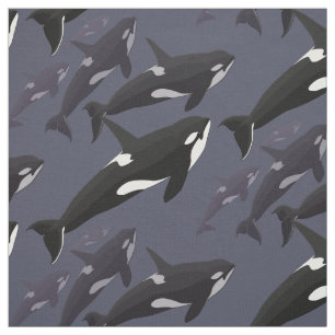 Orca Fabric Killer Whale Art Natural Linen Fabric Stoff