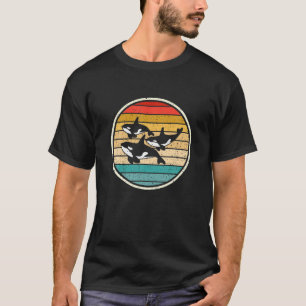 Orca-Familie Vintage Retro Art Schwertwal-Familie T-Shirt