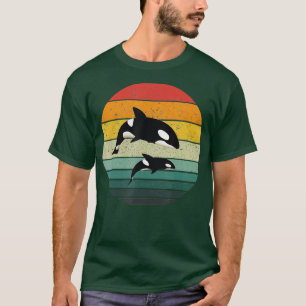 Orca-Familie Vintage Retro Art Schwertwal T-Shirt
