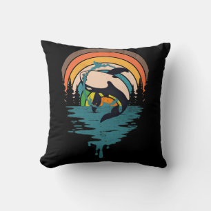 Orca Family Vintage Retro Art, Killer Whale Family Kissen