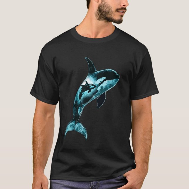 Orca-Fans Kunstdesign Schöner Schwertwal T-Shirt (Vorderseite)